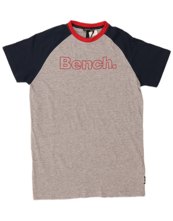 BENCH Boys Graphic T-Shirt Top 12-13 Years Grey Colourblock Cotton