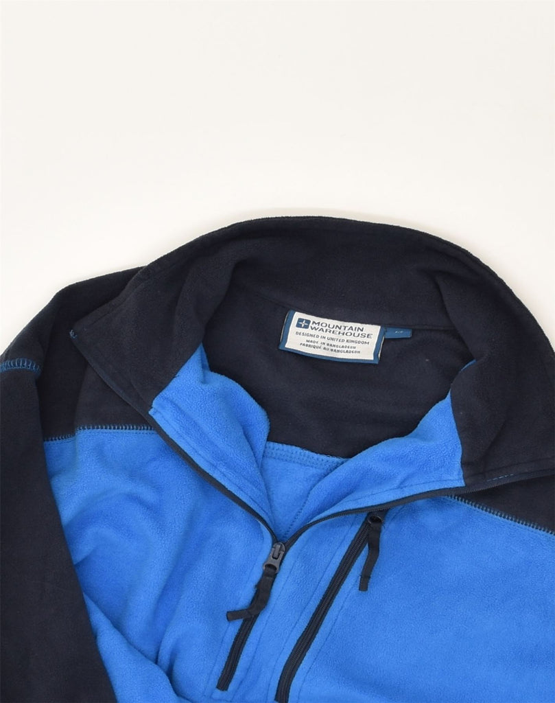 MOUNTAIN WAREHOUSE Mens Zip Neck Fleece Jumper Medium Blue Colourblock | Vintage Mountain Warehouse | Thrift | Second-Hand Mountain Warehouse | Used Clothing | Messina Hembry 