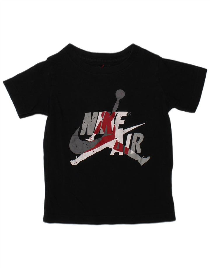 JORDAN Boys Graphic T-Shirt Top 4-5 Years Small Black Cotton