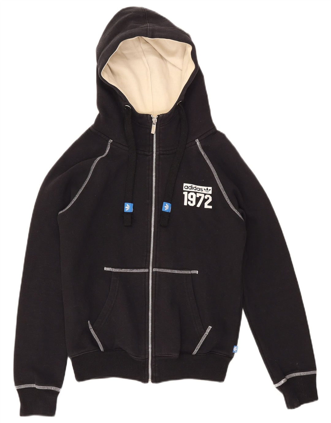 ADIDAS Womens Graphic Hoodie Jumper UK 10 Small Black Cotton