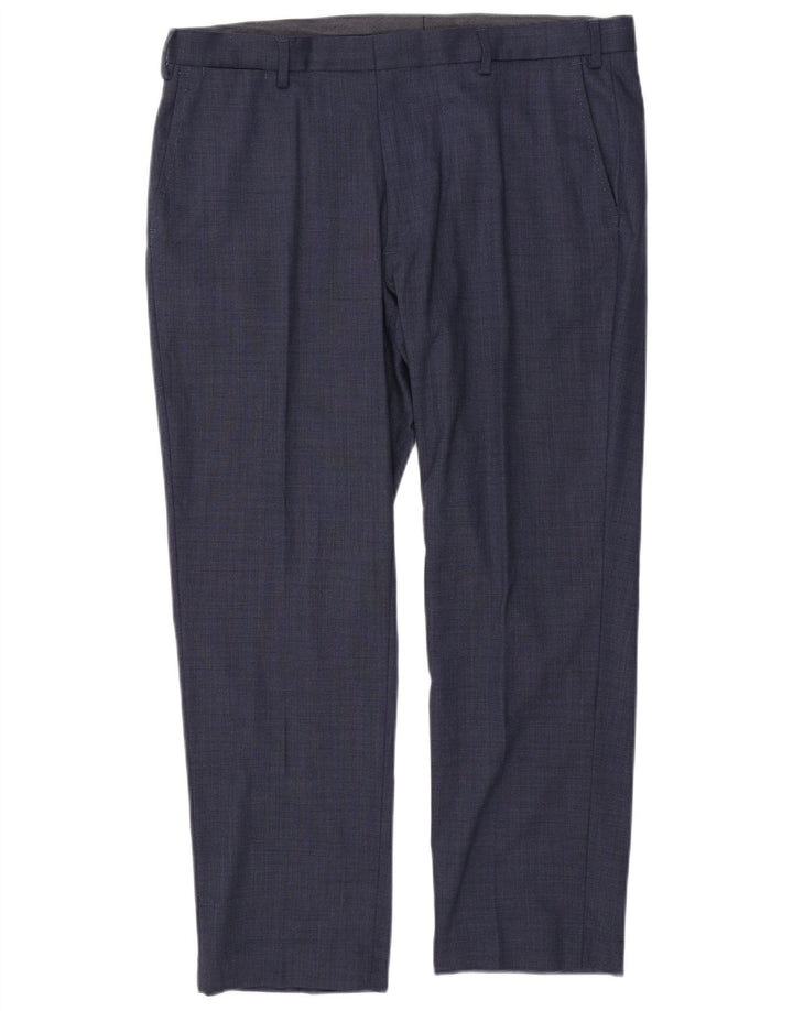 Marks & Spencer Mens Regular Fit Suit Trousers W38 L29 Blue Wool