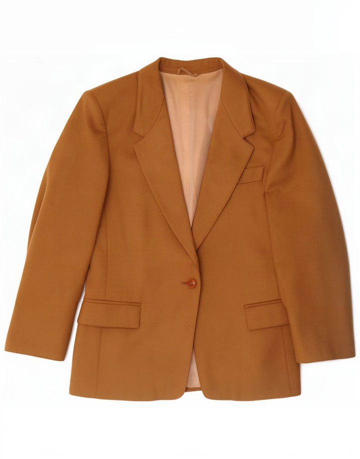 Max Mara Womens 1 Button Blazer Jacket UK 14 Large Brown Wool