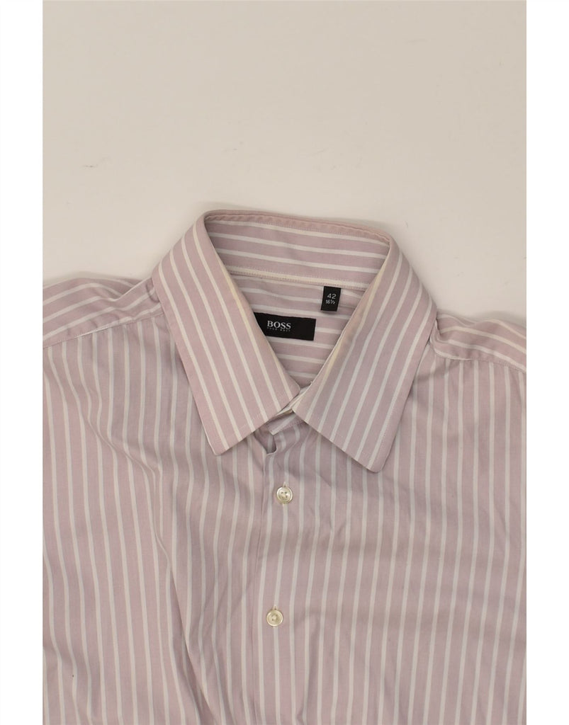 HUGO BOSS Mens Shirt Size 16 1/2 42 Large Purple Pinstripe | Vintage Hugo Boss | Thrift | Second-Hand Hugo Boss | Used Clothing | Messina Hembry 