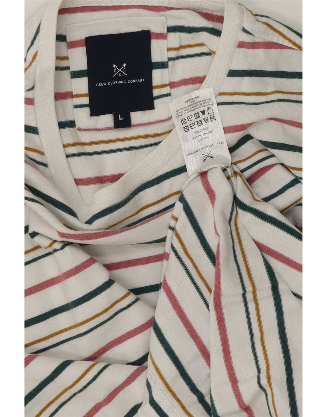 Crew Clothing Mens T-Shirt Top Large Multicoloured Striped Cotton