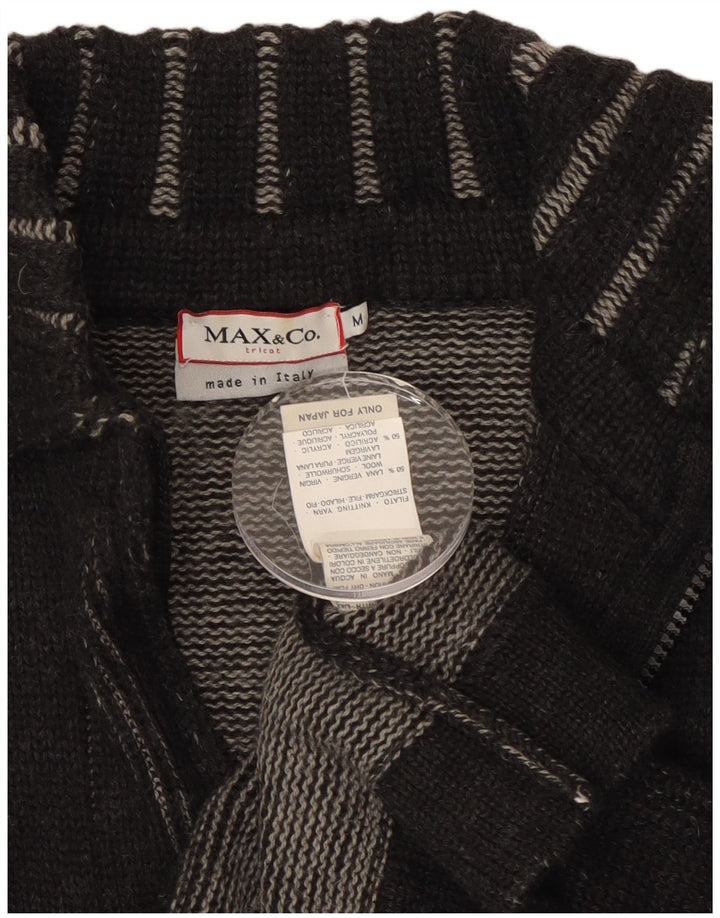 MAX & CO. Womens Cardigan Sweater UK 14 Medium Black Wool