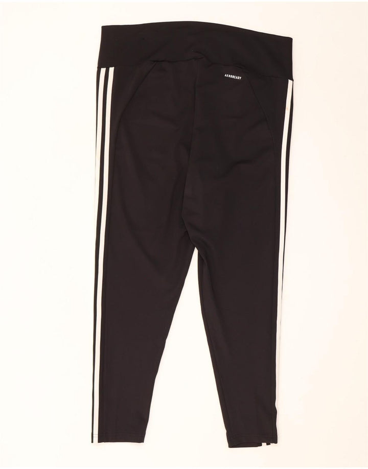 Adidas Womens Crop Leggings UK 20/22 XL Black Polyester