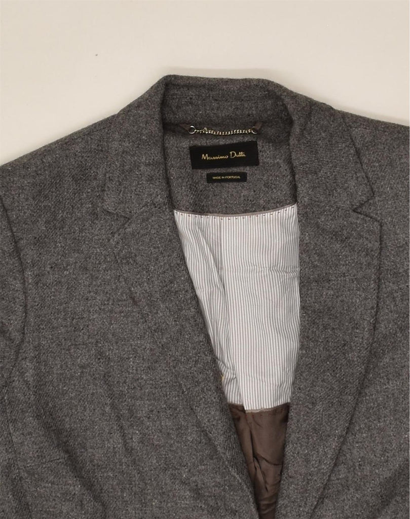 MASSIMO DUTTI Womens 1 Button Blazer Jacket US 10 Large Grey Alpaca Wool | Vintage Massimo Dutti | Thrift | Second-Hand Massimo Dutti | Used Clothing | Messina Hembry 