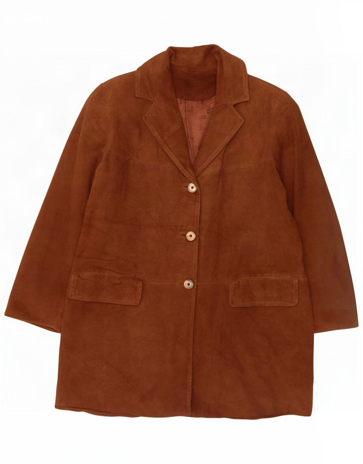 Vintage Womens Suede Overcoat UK 14 Large Beige