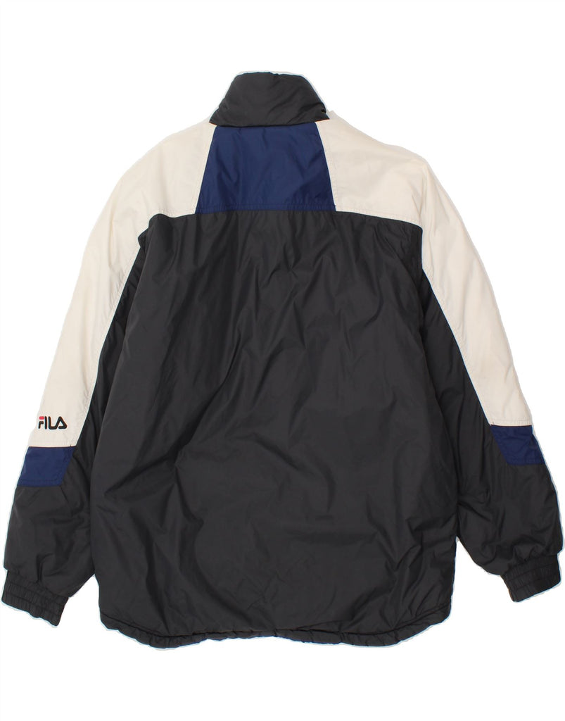 FILA Mens Graphic Reversible Windbreaker Jacket IT 50 Large Black Vintage Fila and Second-Hand Fila from Messina Hembry 