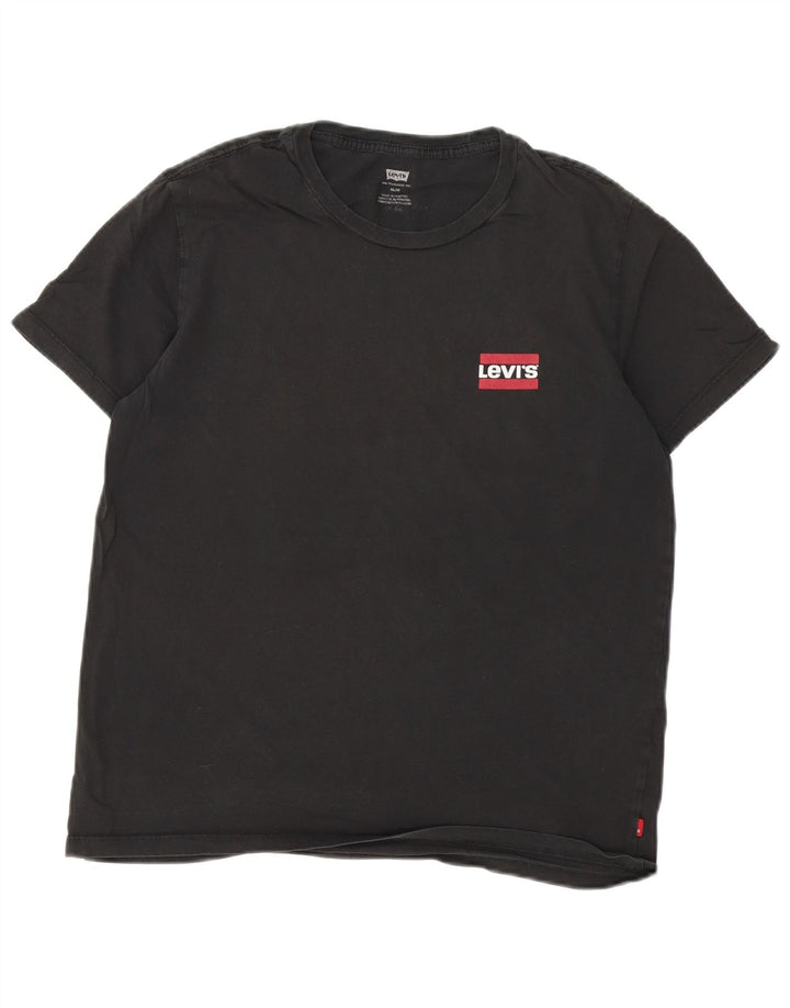 Levi's Womens Slim T-Shirt Top UK 16 Large Black Cotton