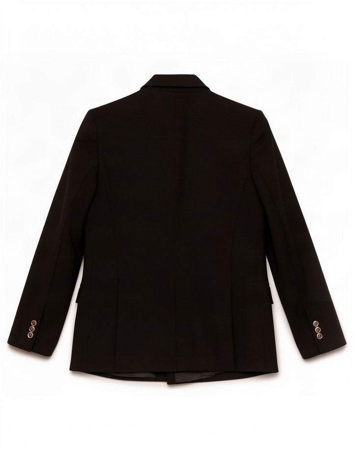 Zara Womens Double Breasted Blazer Jacket UK 14 Large Black Polyester