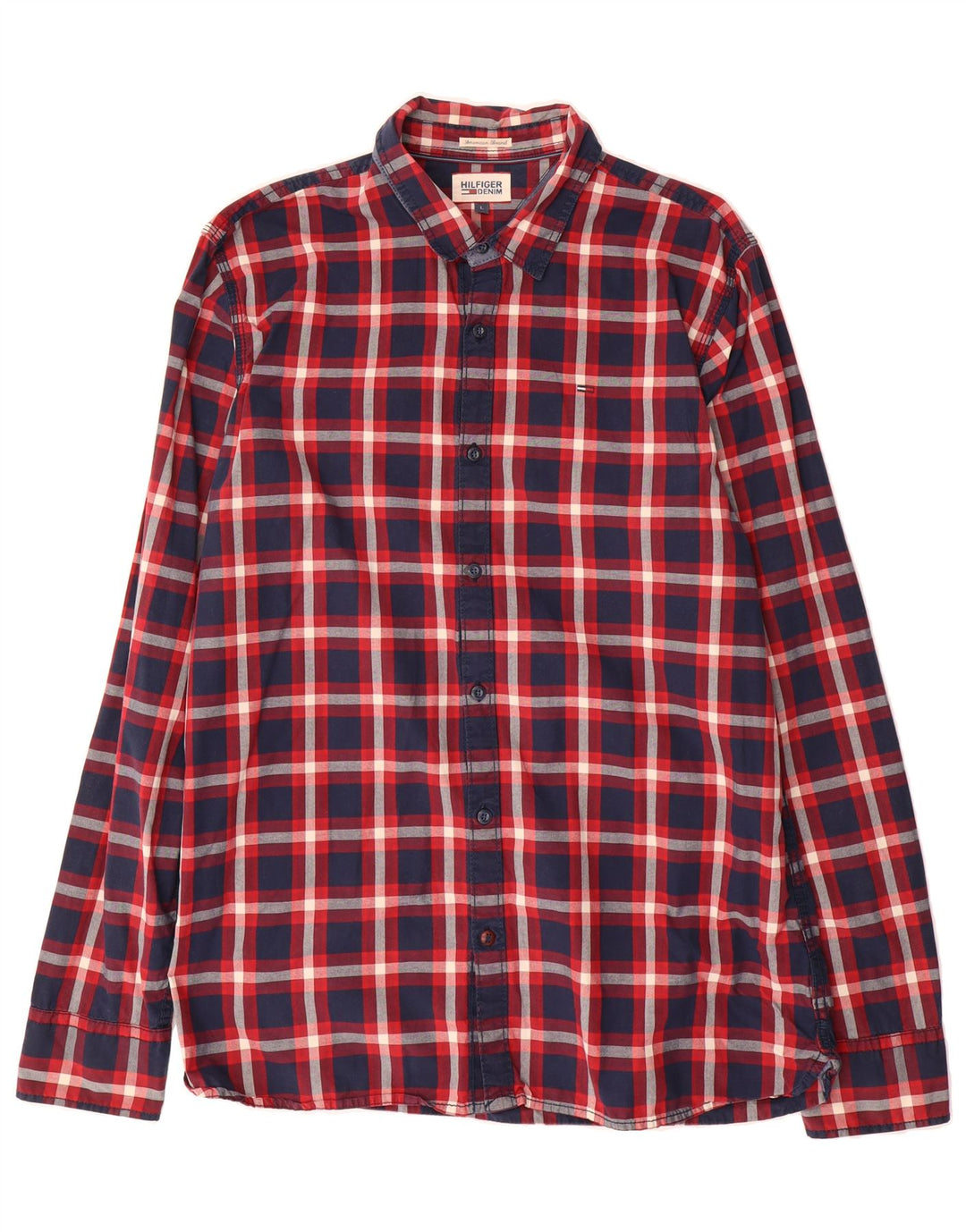 TOMMY HILFIGER Mens Shirt Large Red Check Cotton Vintage Tommy Hilfiger and Second-Hand Tommy Hilfiger from Messina Hembry 