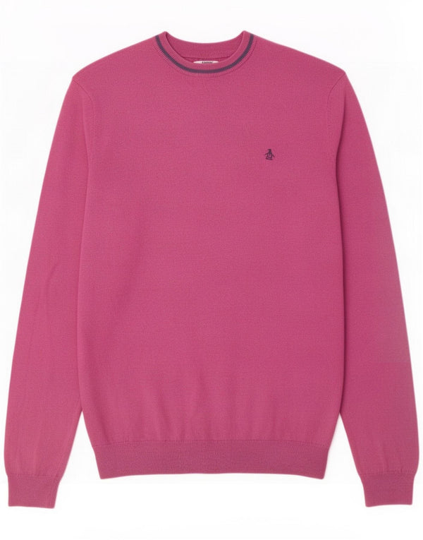 Penguin Mens Crew Neck Jumper Sweater Medium Pink Cotton