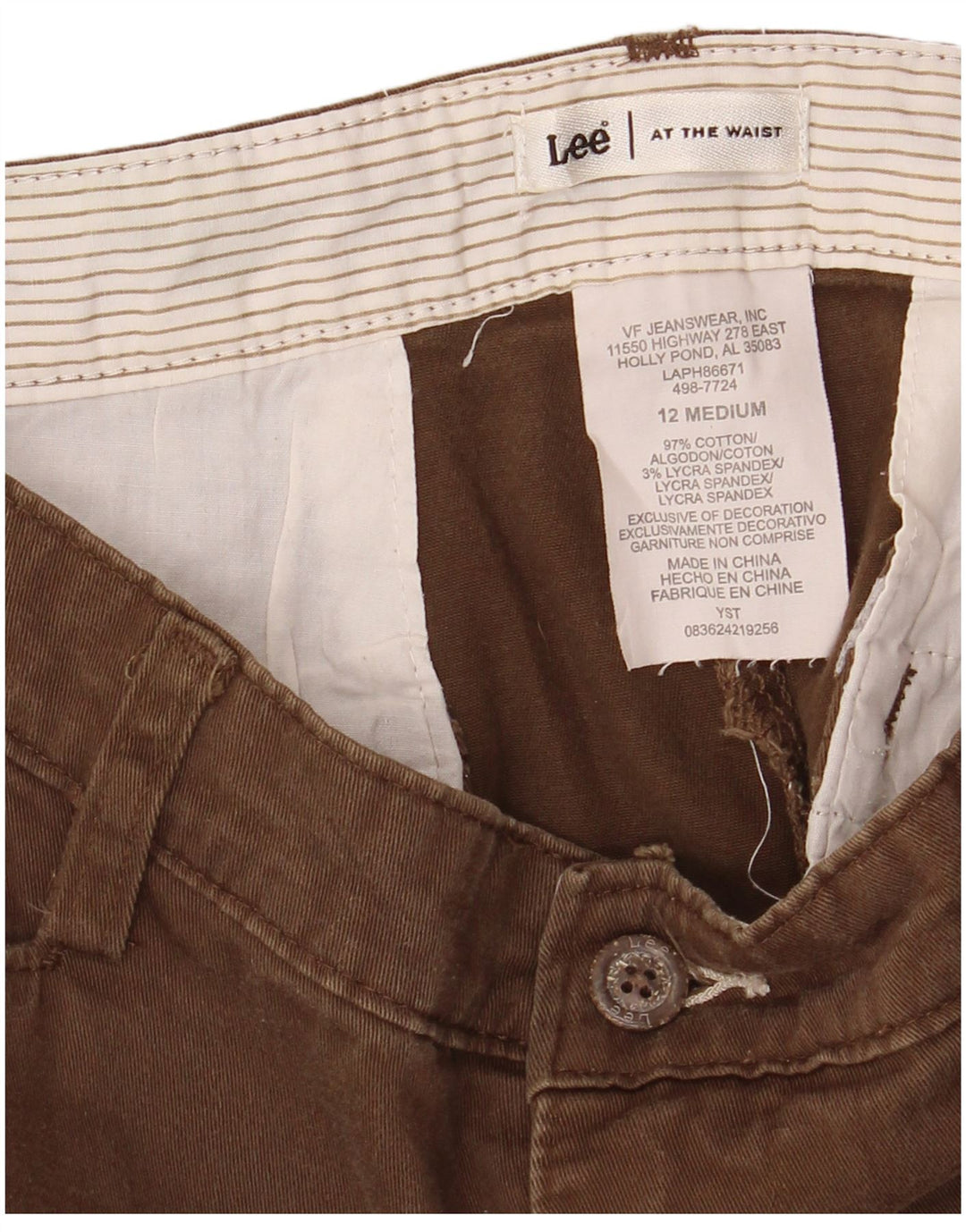 LEE Womens Capri Trousers US 12 Large W32 L20 Brown Cotton