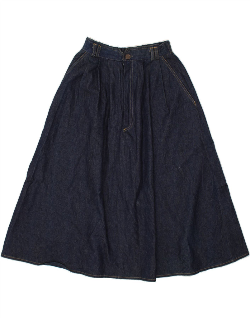 VINTAGE Womens Denim Flared Skirt UK 8 Small W26 Navy Blue | Vintage Vintage | Thrift | Second-Hand Vintage | Used Clothing | Messina Hembry 