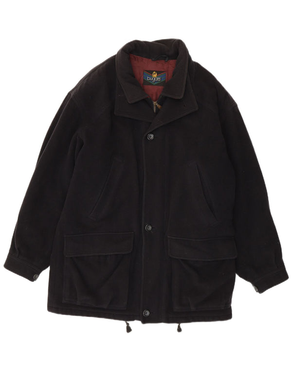 Bugatti Mens Overcoat UK 40 Large Navy Blue Virgin Wool
