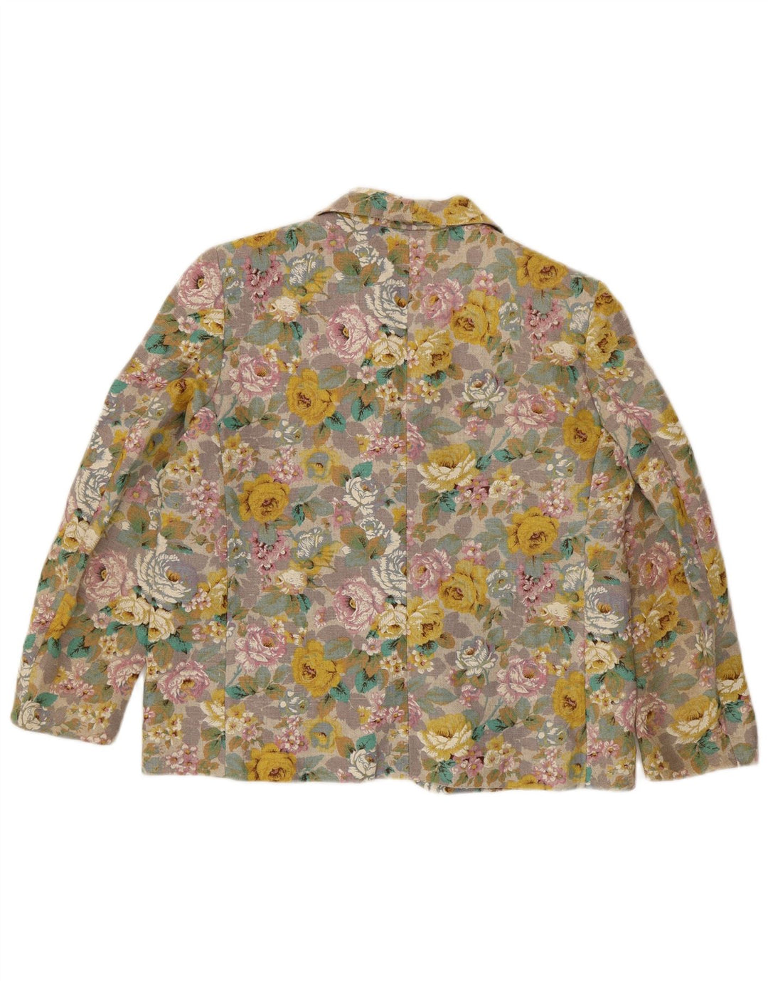 Vintage Womens 3 Button Blazer Jacket UK 16 Large Multicoloured Floral