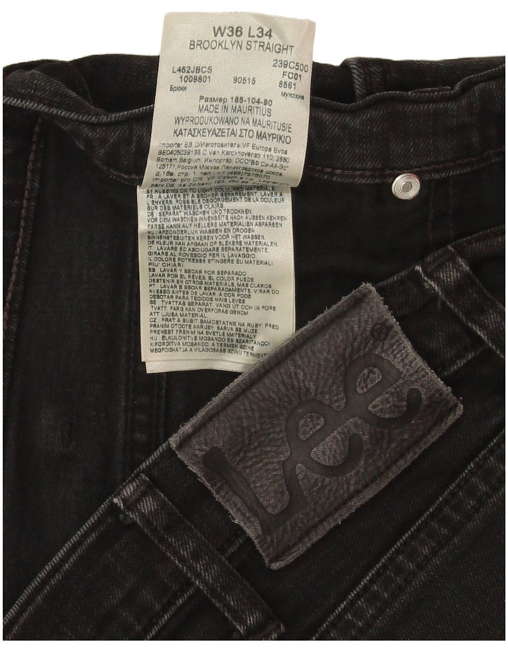 Lee Womens Brooklyn Straight Jeans W36 L34 Black Cotton