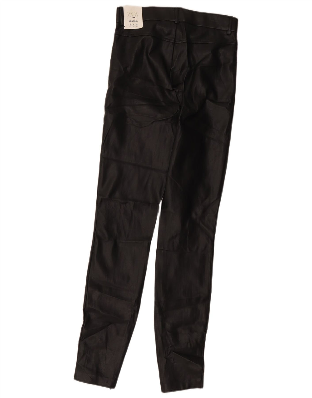 Zara Womens Legging Faux Leather Trousers UK 10 Small Black Polyester
