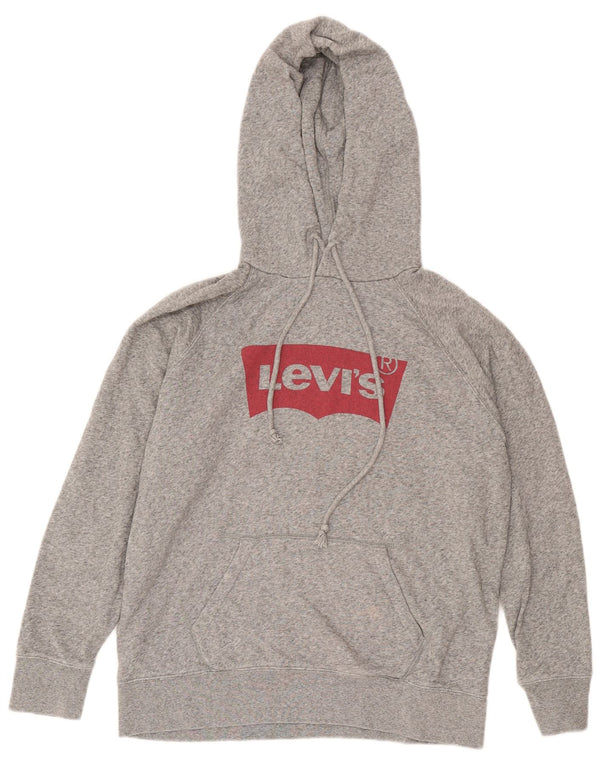 Levi's Mens Graphic Hoodie Jumper Medium Grey Flecked Cotton
