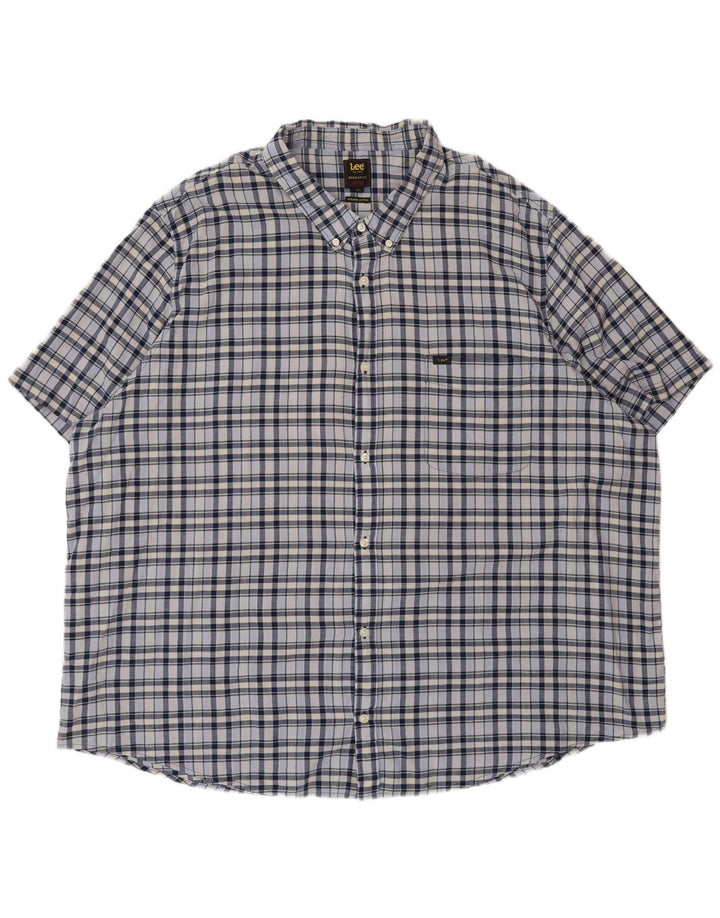 Lee Mens Regular Fit Short Sleeve Shirt 5XL Blue Check Cotton