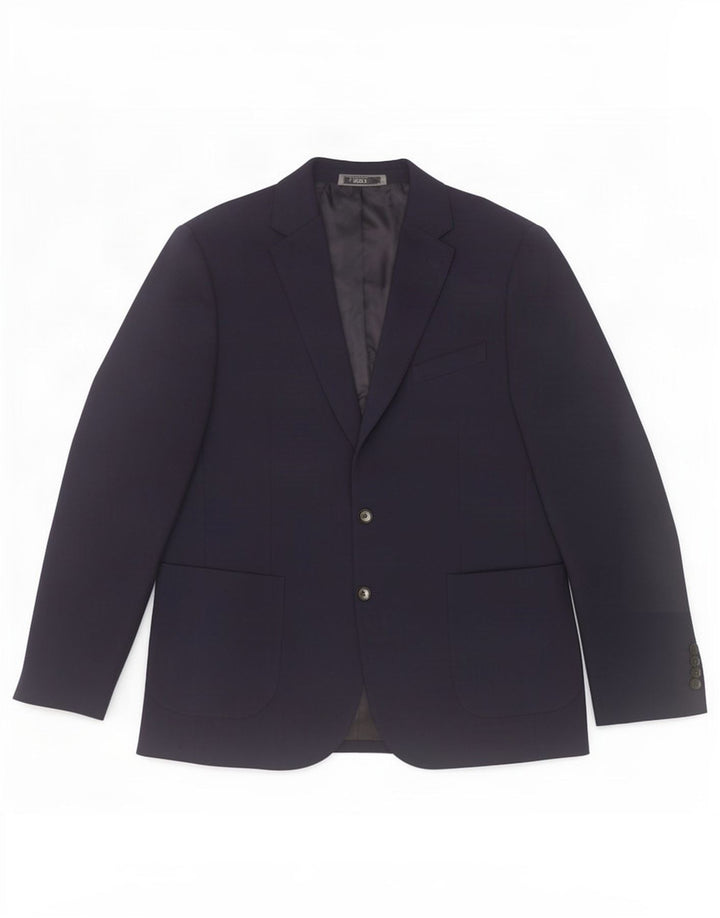 Marks & Spencer Mens 2 Button Blazer Jacket UK 42 Large Navy Blue Polyamide