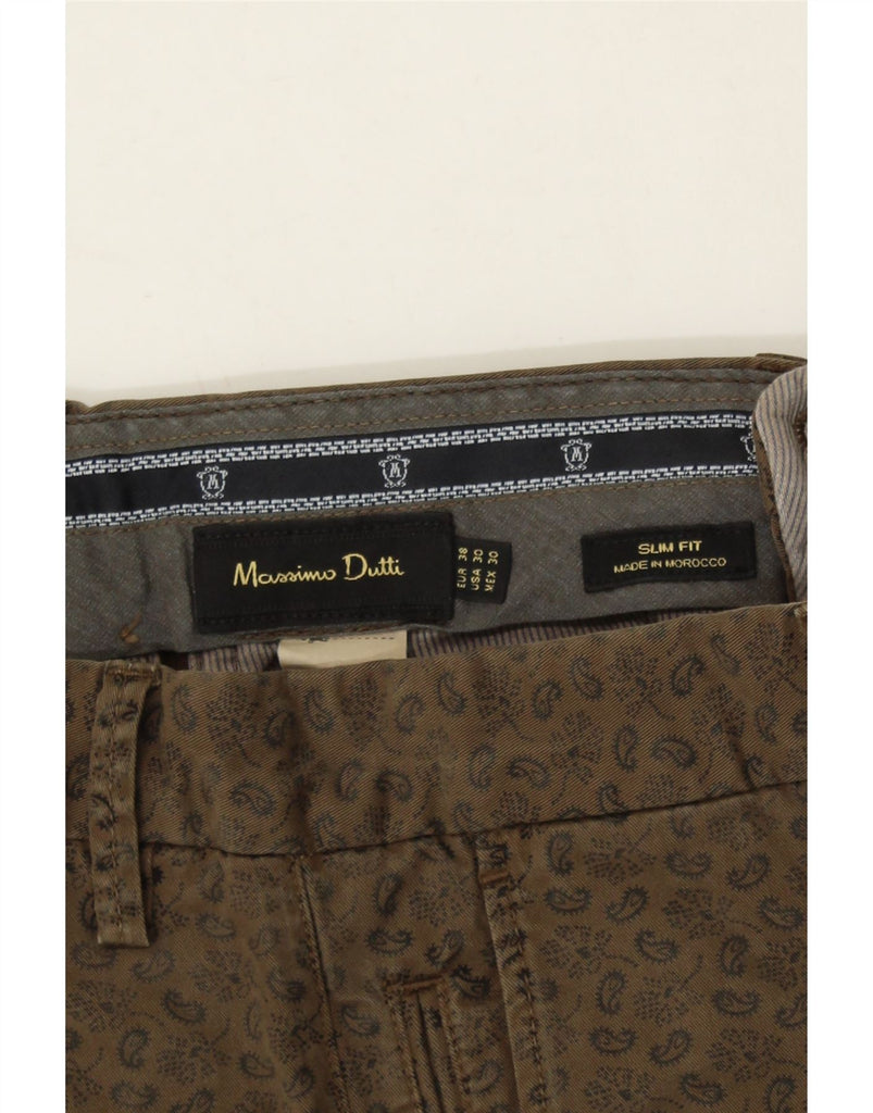 MASSIMO DUTTI Mens Slim Chino Trousers EU 38 Small W30 L30 Brown Paisley Vintage Massimo Dutti and Second-Hand Massimo Dutti from Messina Hembry 