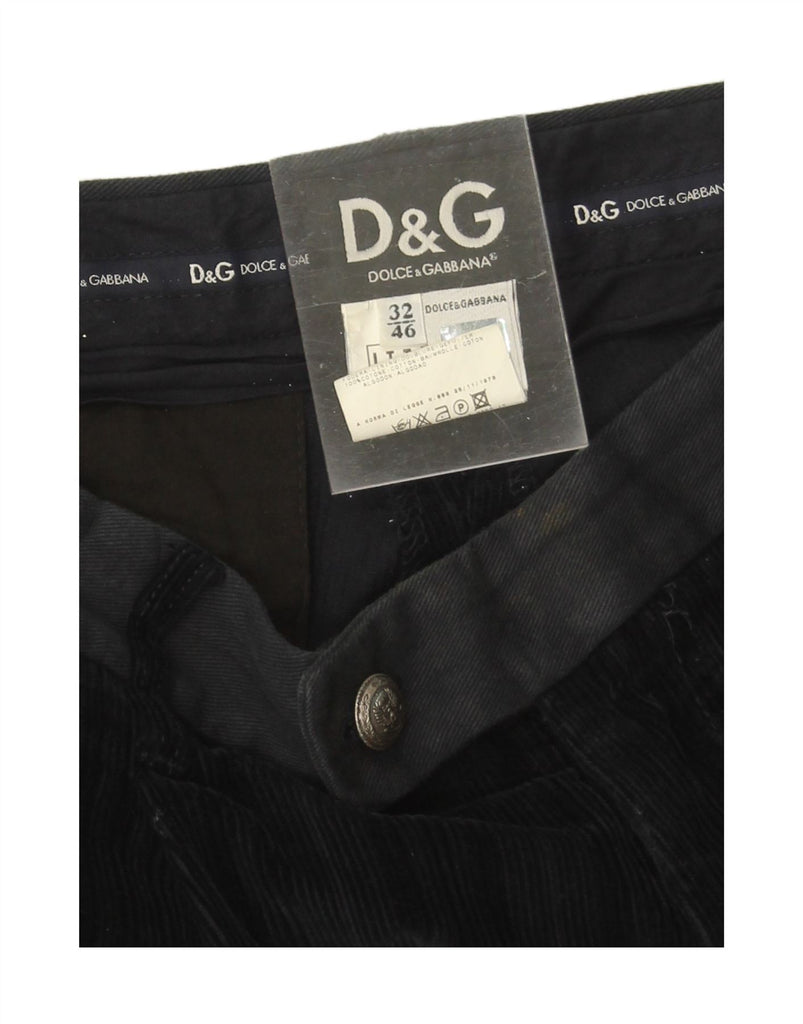 DOLCE & GABBANA Mens Corduroy Trousers IT 46 Small W32 L37 Navy Blue Vintage Dolce & Gabbana and Second-Hand Dolce & Gabbana from Messina Hembry 