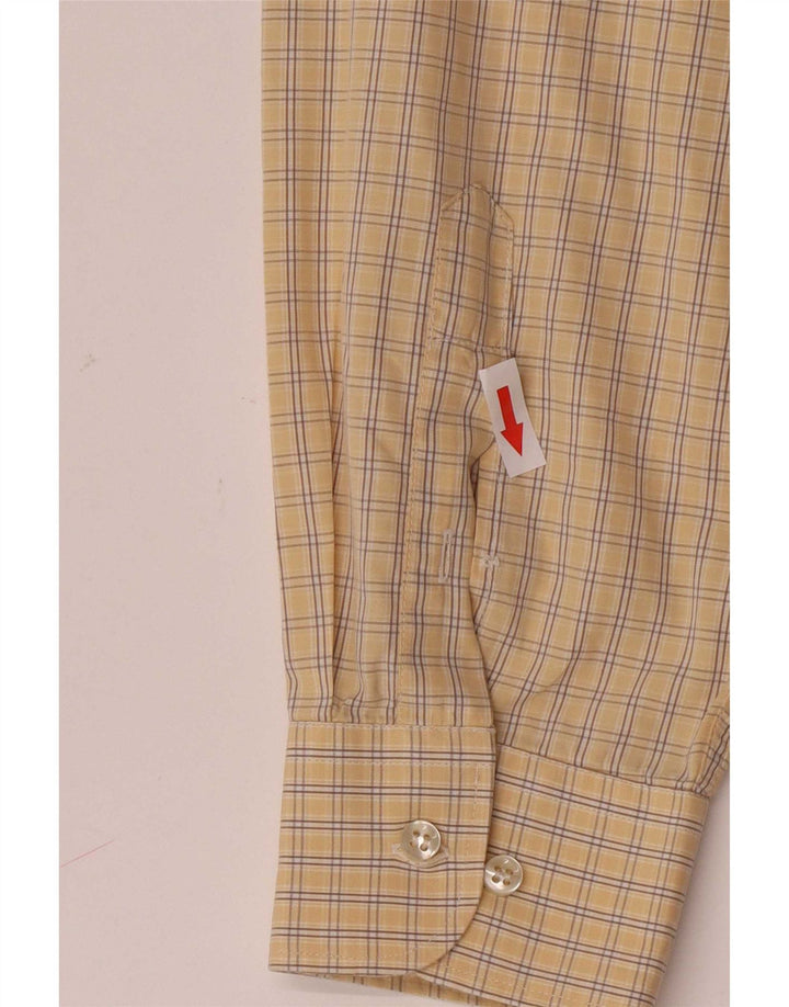 Massimo Dutti Mens Shirt Size 42 Large Yellow Plaid Cotton
