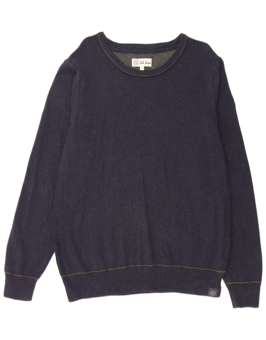 FAT FACE Mens Boat Neck Jumper Sweater Large Navy Blue Cotton