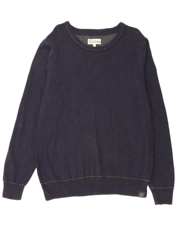 FAT FACE Mens Boat Neck Jumper Sweater Large Navy Blue Cotton