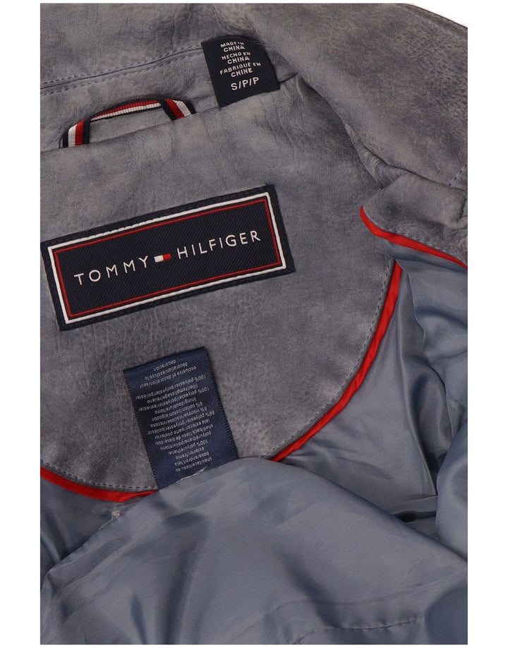 Tommy Hilfiger Womens Faux Leather Biker Jacket UK 10 Small Grey