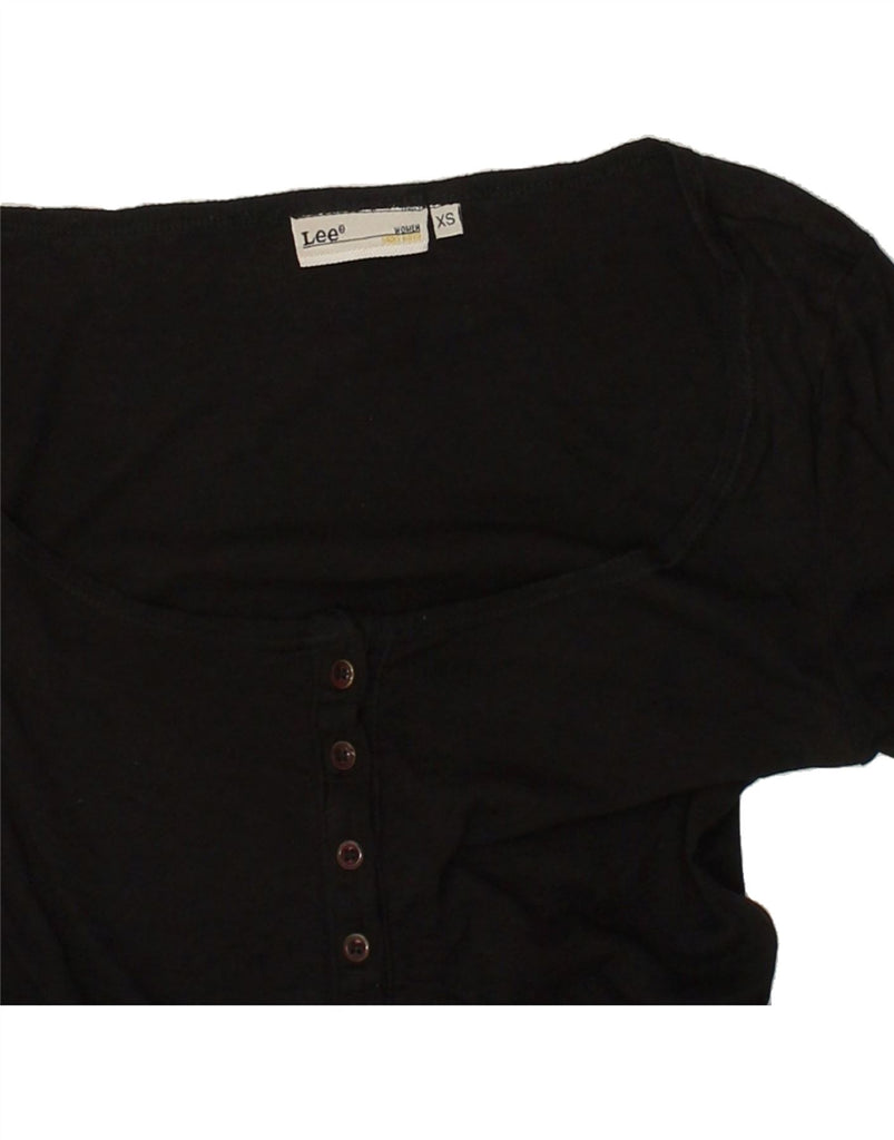 LEE Womens Top Long Sleeve UK 4 XS Black Cotton | Vintage Lee | Thrift | Second-Hand Lee | Used Clothing | Messina Hembry 