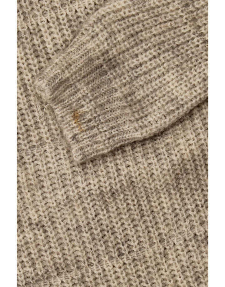 Vintage Womens Longline Crew Neck Jumper Sweater UK 14 Medium Grey
