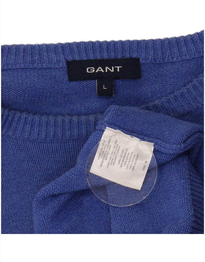 Gant Mens Boat Neck Jumper Sweater Large Blue Cotton
