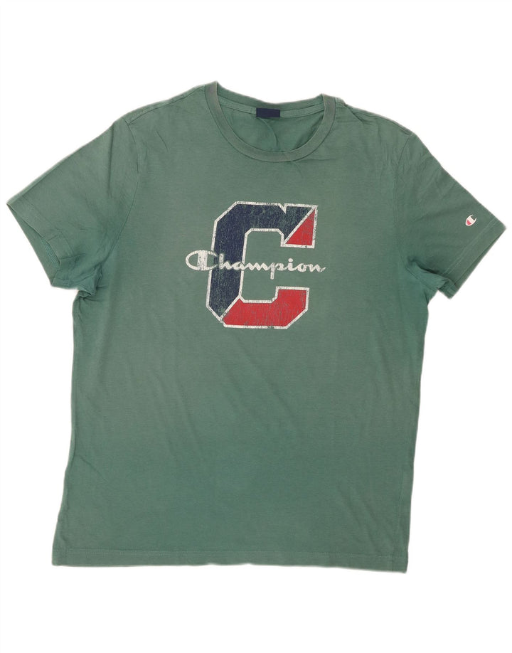 Champion Mens Graphic T-Shirt Top Large Green