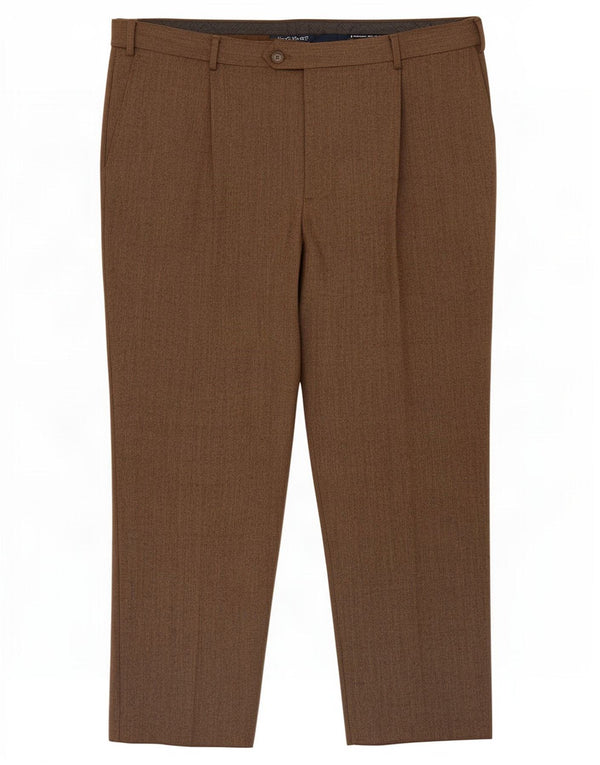 Marks & Spencer Mens Regular Fit Suit Trousers W40 L29 Beige Herringbone