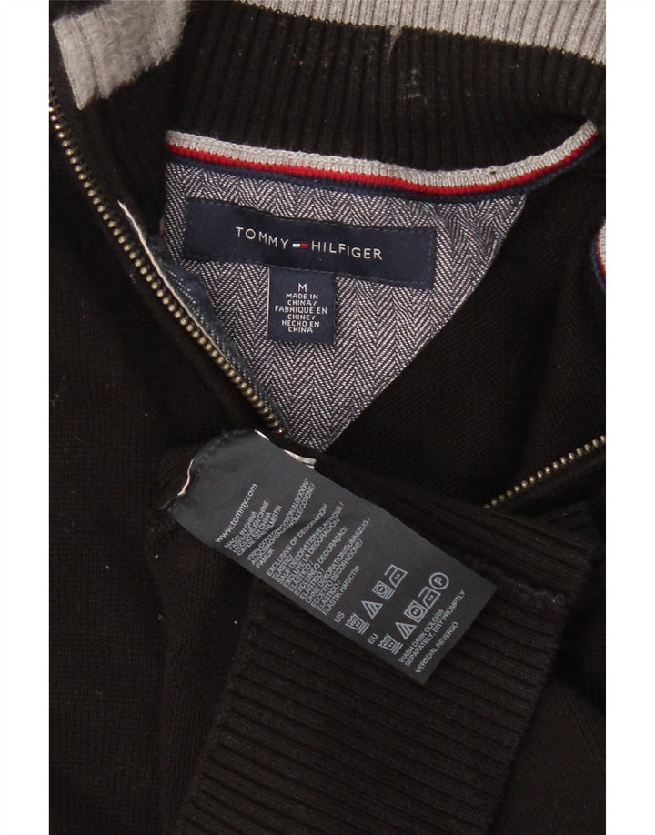 Tommy Hilfiger Mens Zip Neck Jumper Sweater Medium Black Cotton