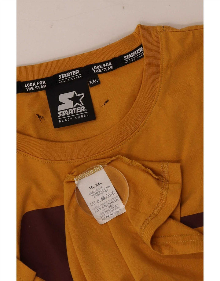 Starter Mens Graphic T-Shirt Top 2XL Yellow Cotton