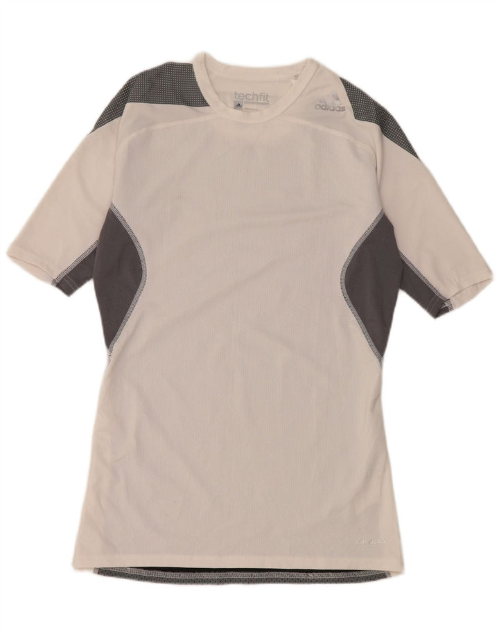 Adidas Mens Compression Graphic T-Shirt Top Large White Colourblock