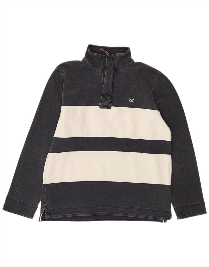 Crew Clothing Mens Zip Neck Sweatshirt Jumper Medium Navy Blue Striped