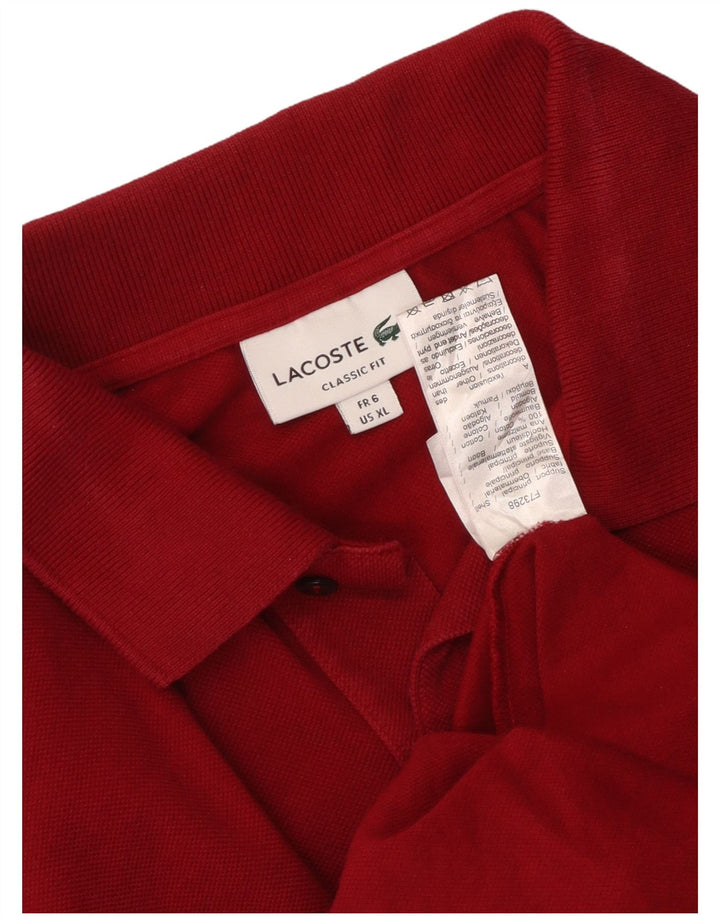 LACOSTE Mens Classic Fit Polo Shirt Size 6 XL Red Cotton