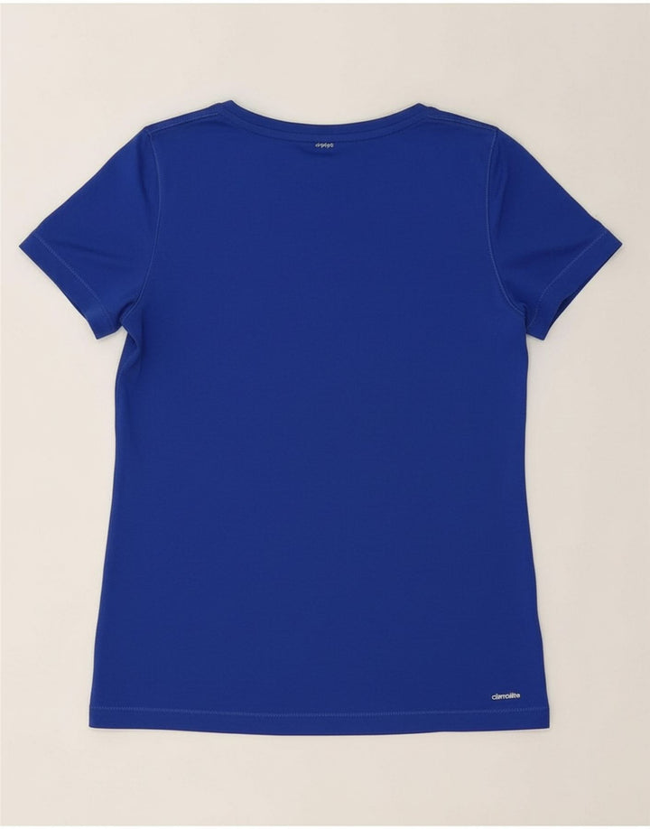 ADIDAS Girls Climalite T-Shirt Top 11-12 Years Blue Polyester
