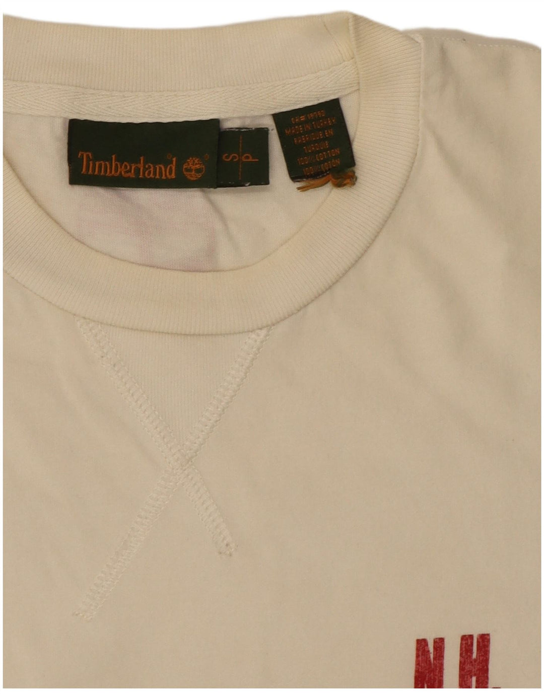 Timberland Mens Graphic T-Shirt Top Small White Cotton