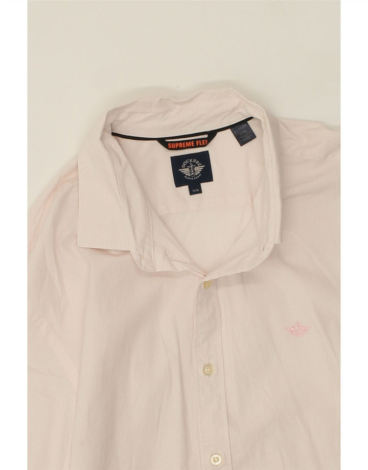 DOCKERS Mens Slim Shirt XL Pink Pinstripe Cotton Vintage Dockers and Second-Hand Dockers from Messina Hembry 