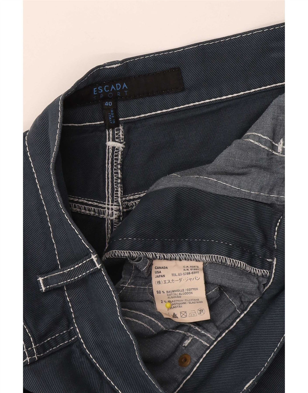 Escada Womens Denim A-Line Skirt IT 40 Small W32 Navy Blue Cotton