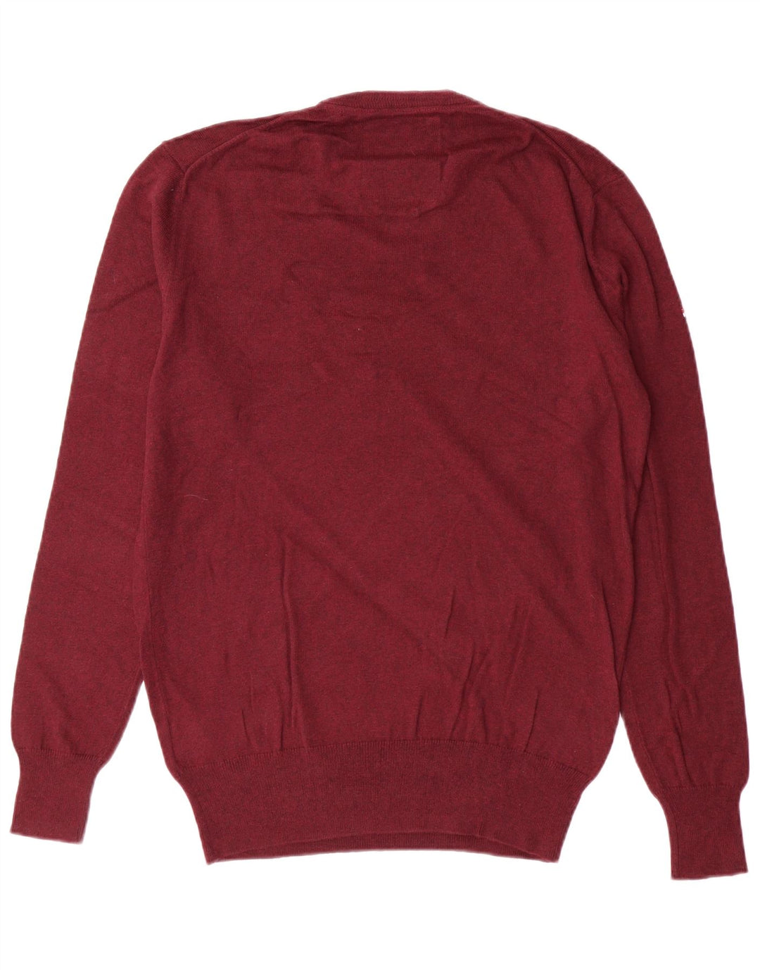 SUPERDRY Mens Crew Neck Jumper Sweater Medium Maroon Cotton