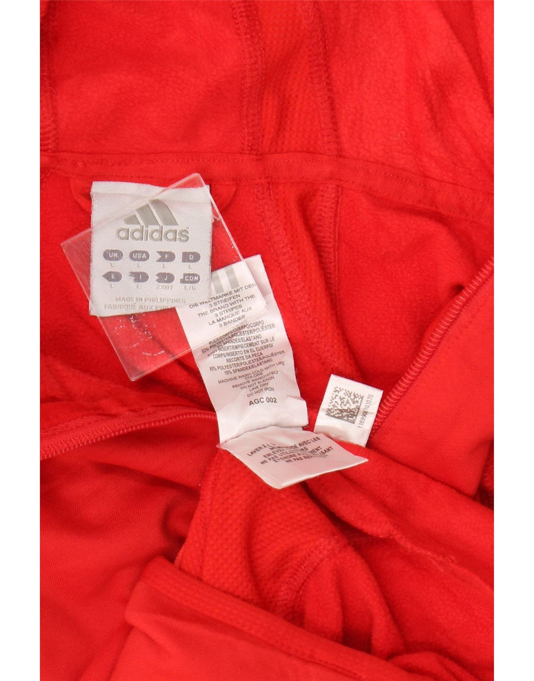 Adidas Womens Zip Hoodie Sweater UK 14 Large Red Polyester