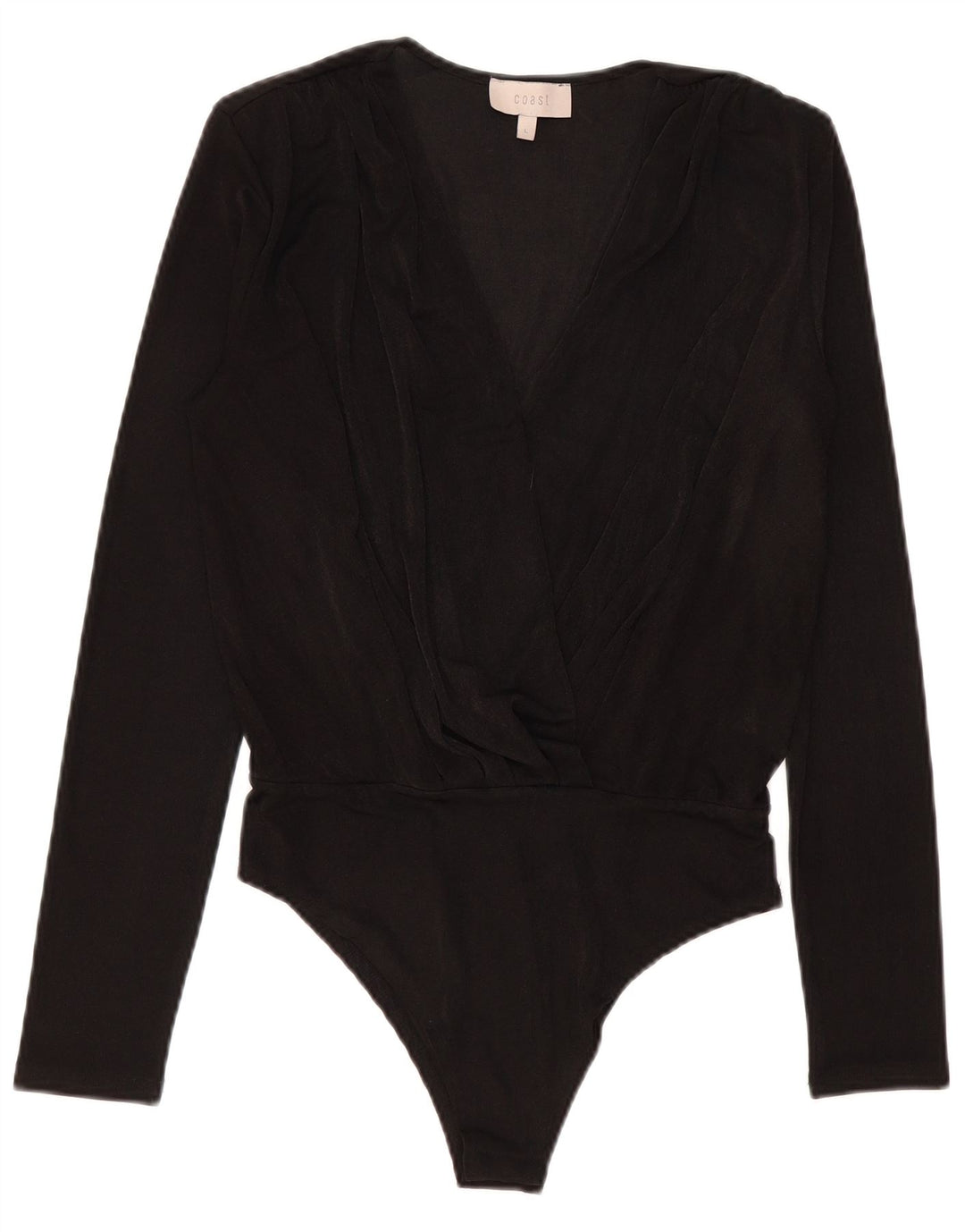 Coast Womens Long Sleeve Bodysuit UK 14 Large Black Polyester