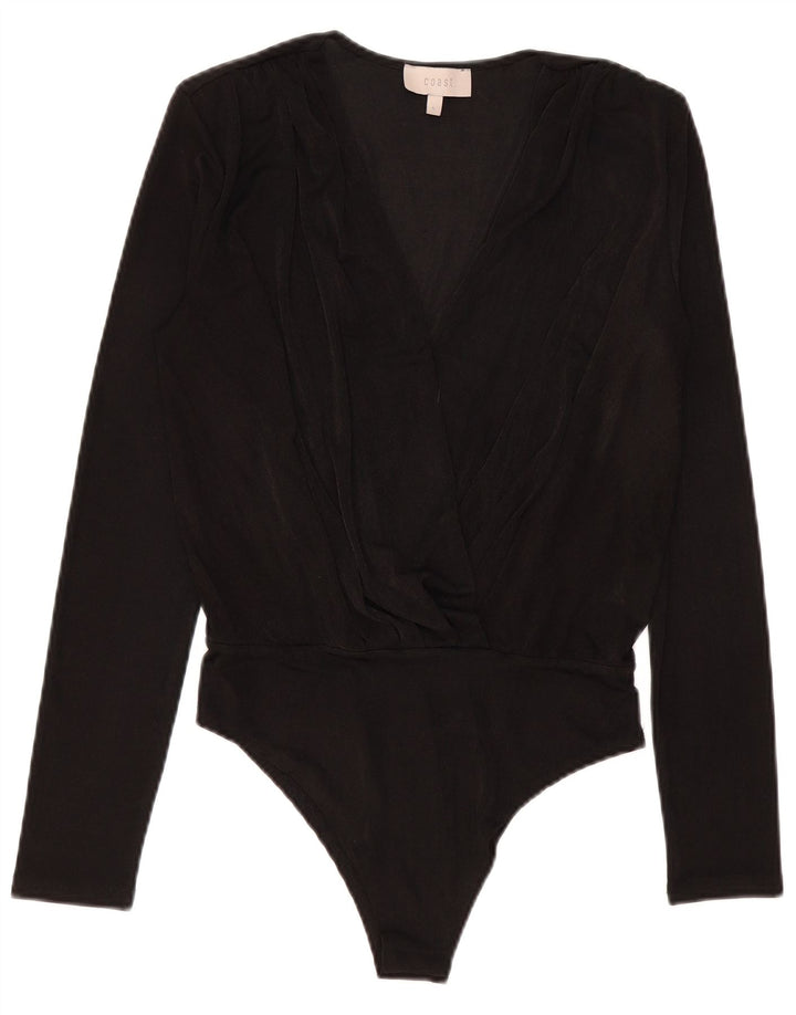 Coast Womens Long Sleeve Bodysuit UK 14 Large Black Polyester